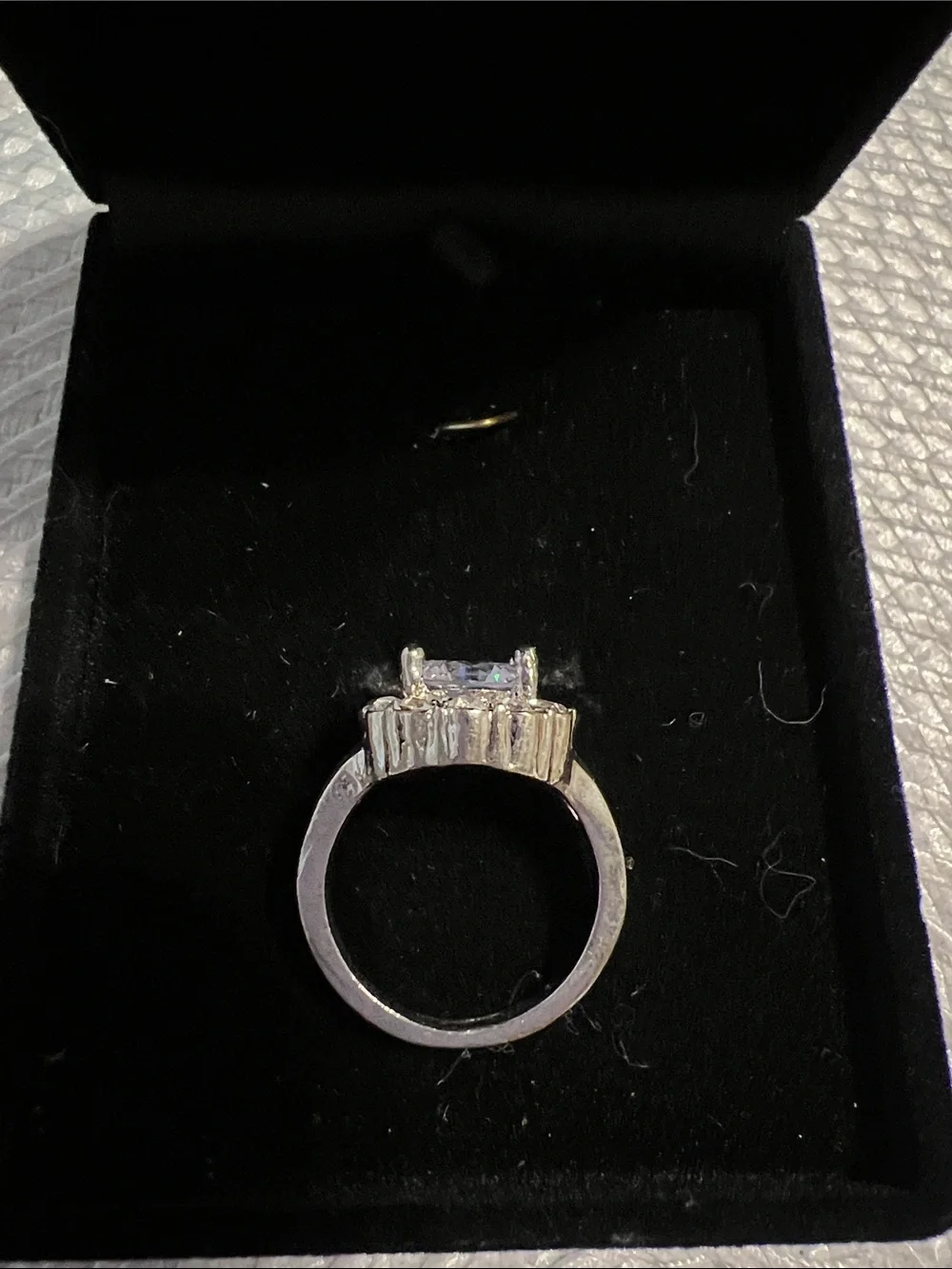 Silver-Tone Halo Ring with Light Purple Center Stone